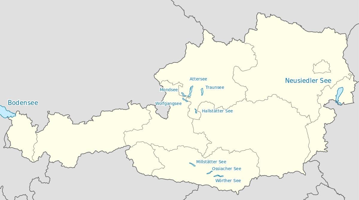 નકશો ઑસ્ટ્રિયન તળાવો