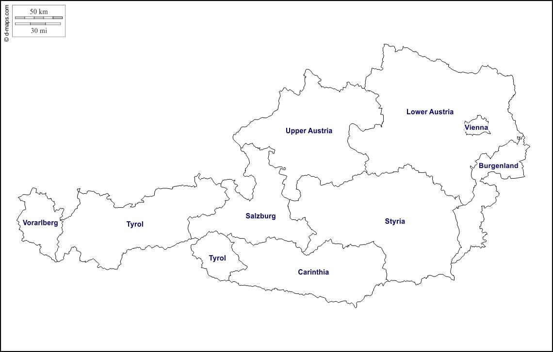 ખાલી નકશો ઓસ્ટ્રિયા