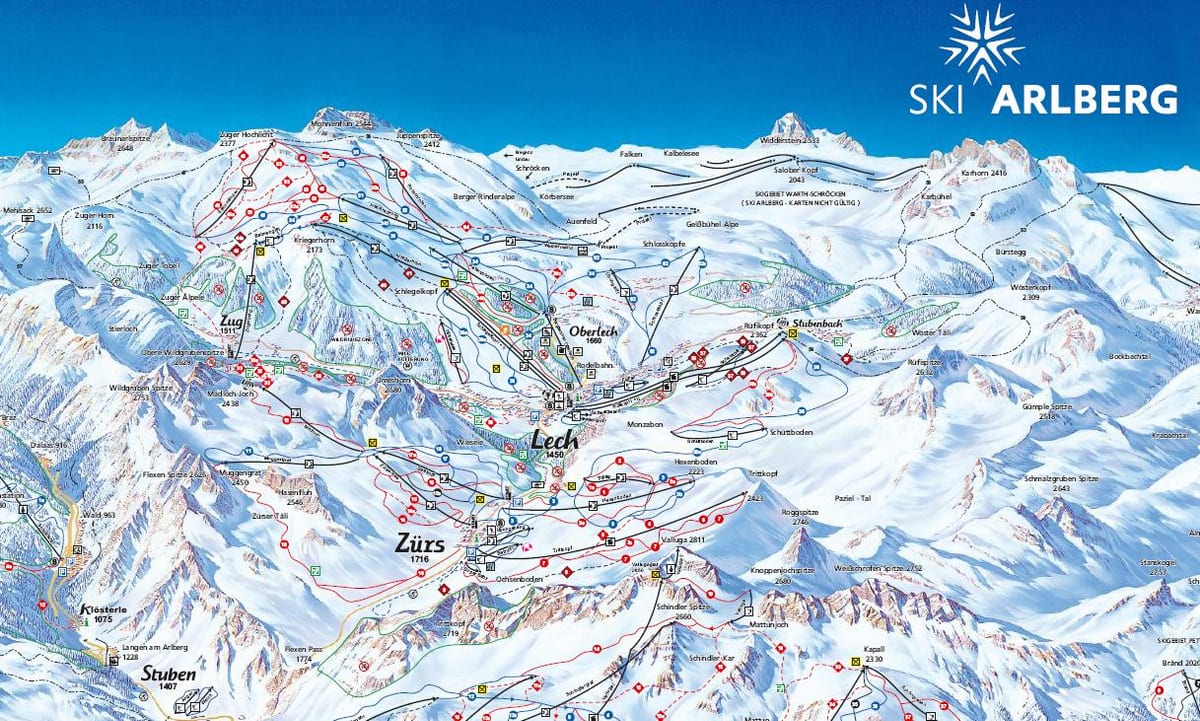 નકશો arlberg ઓસ્ટ્રિયા