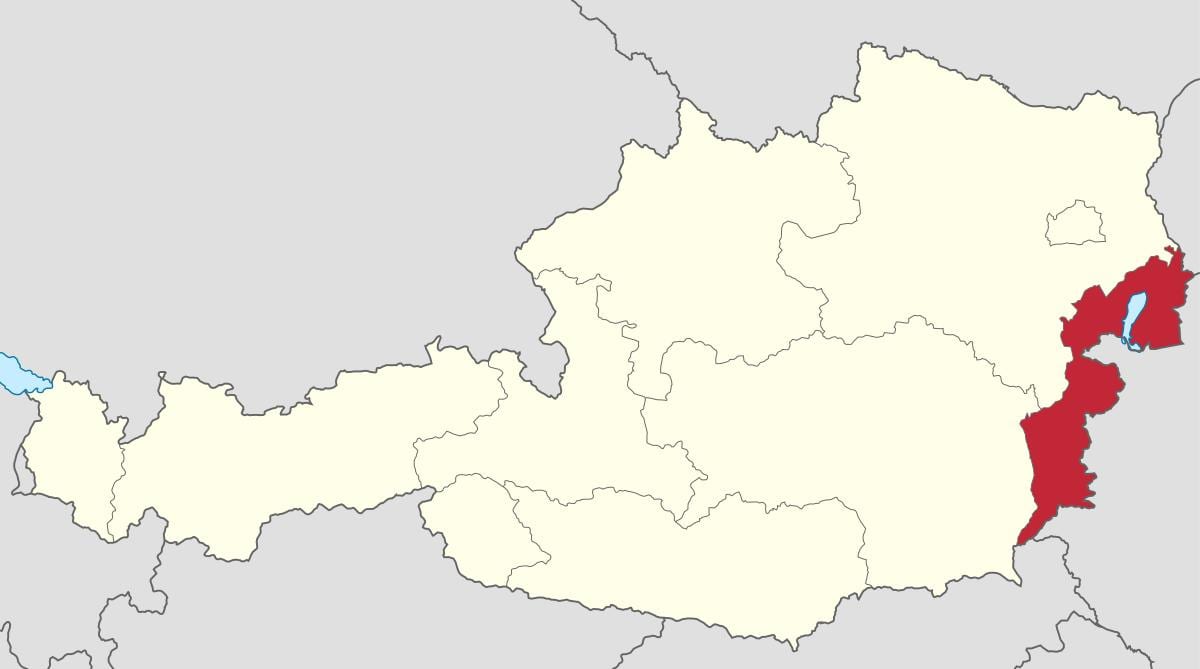 નકશો burgenland ઓસ્ટ્રિયા