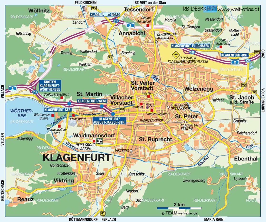 નકશો klagenfurt ઓસ્ટ્રિયા