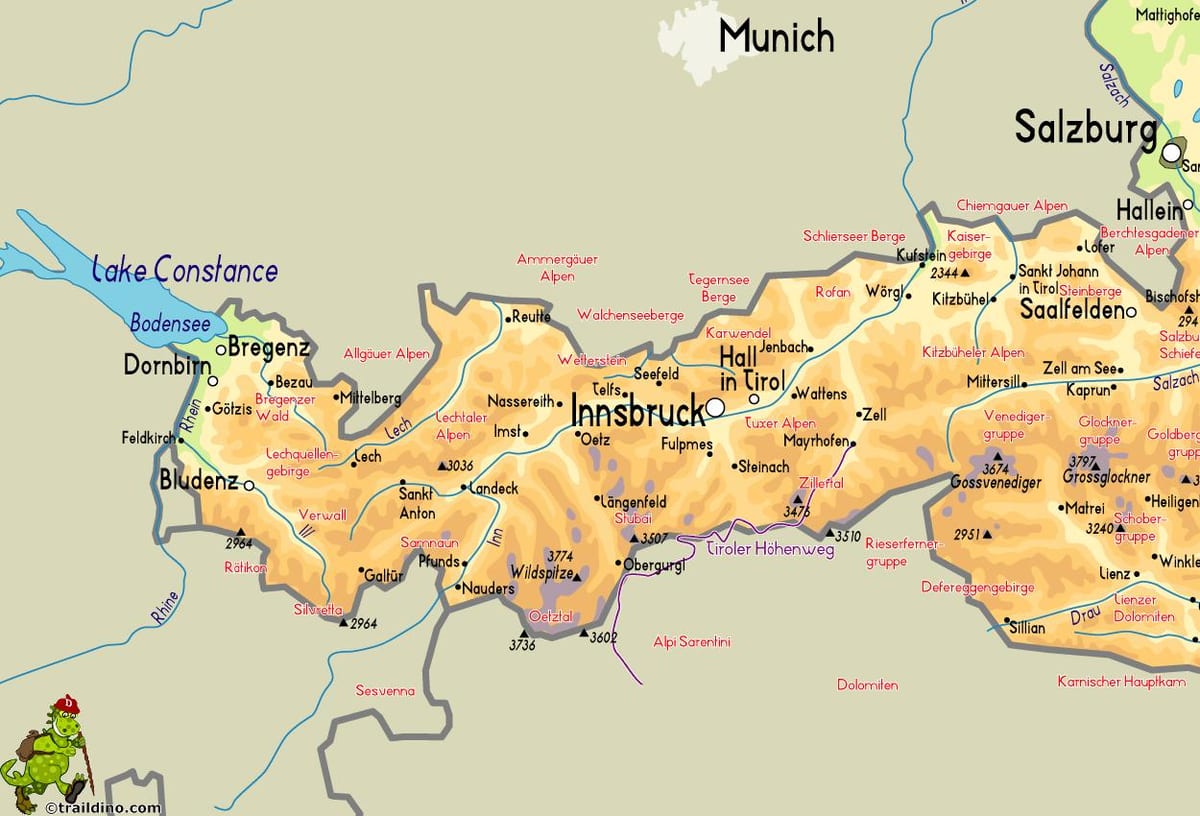 નકશો mayrhofen ઓસ્ટ્રિયા