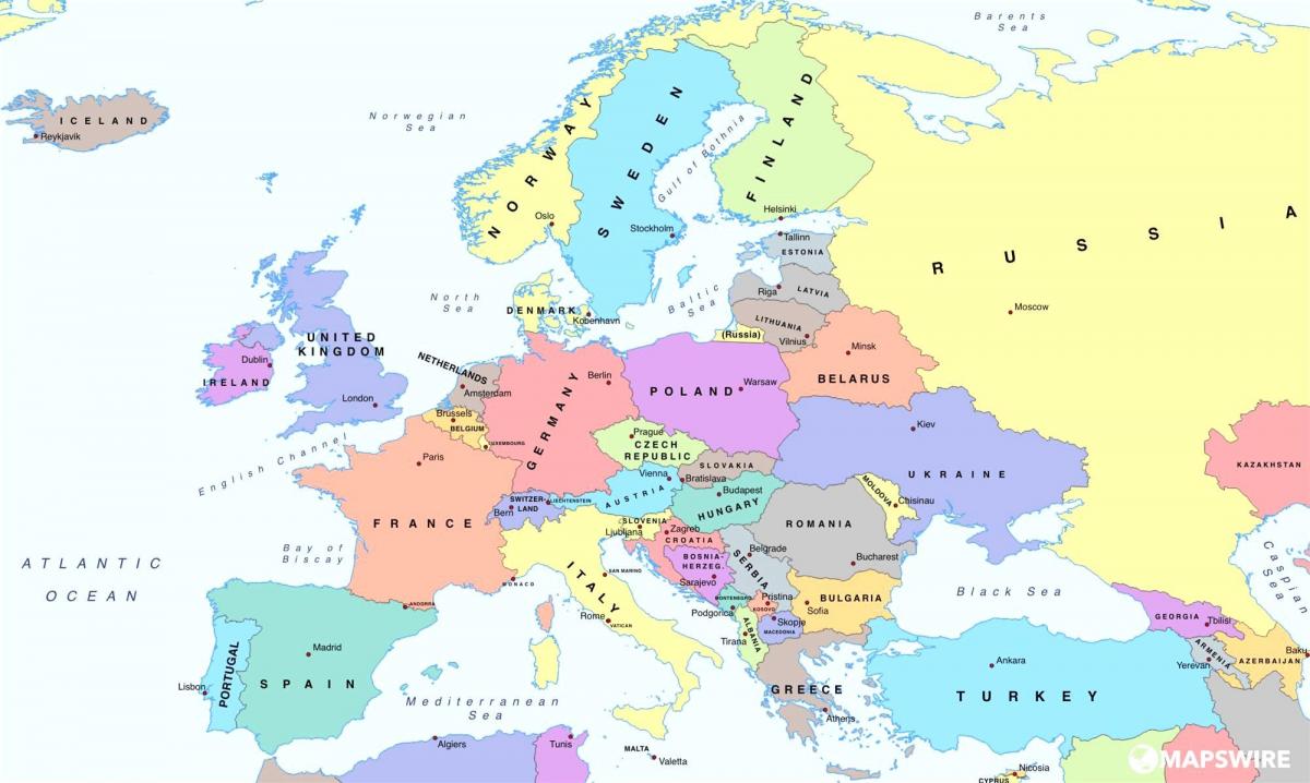 યુરોપ નકશો દર્શાવે છે ઓસ્ટ્રિયા