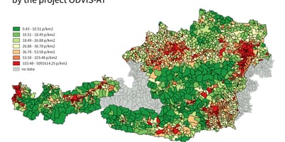 ઓસ્ટ્રિયા વસ્તી ગીચતા નકશો