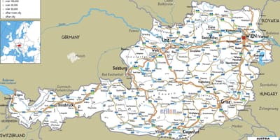 વિગતવાર નકશો સાથે ઓસ્ટ્રિયા શહેરો